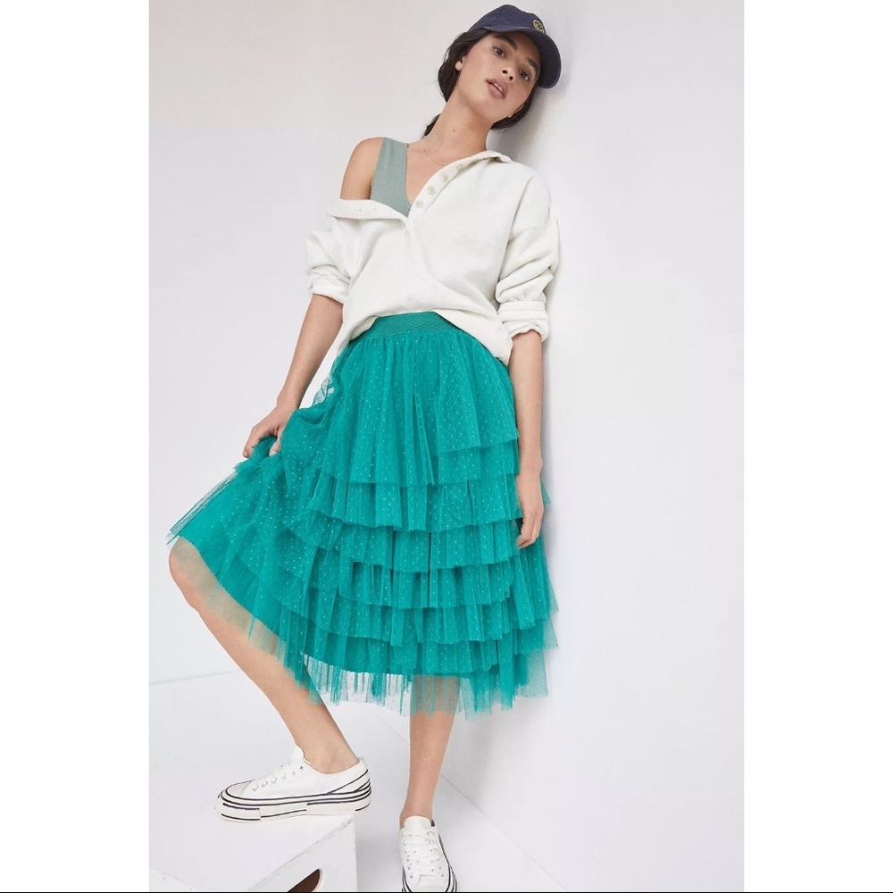 Anthropologie Asymmetrical Tiered Tulle Skirt NWT